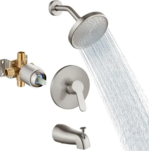 Vista 9 de Aolemi Juego de grifo de ducha para bañera con válvula, kit de acabado de ducha de montaje en pared de 6 pulgadas, accesorios de bañera, válvula