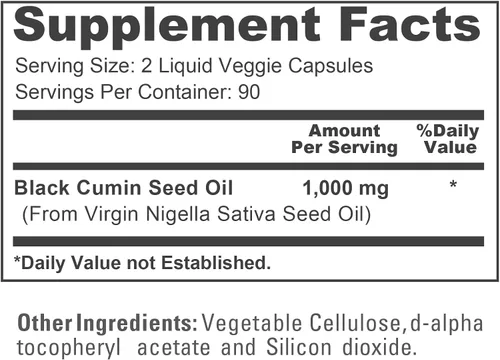Vista 4 de NusaPure Aceite de semilla negra 1,000 mg por porción 180 cápsulas de cápsulas blandas (sin OMG, vegetariano) virgen prensado en frío Nigella