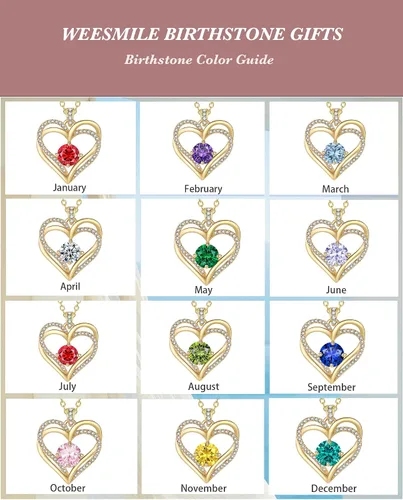 Vista 7 de Collar de corazón para mujer Joyas de oro para mujer con circonita cúbica bithstone Aniversario, cumpleaños, boda, día de San Valentín, regalo