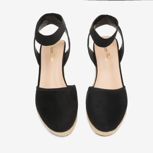 Vista 4 de DREAM PAIRS - Sandalias de cuña con correa elástica en el tobillo, para mujer