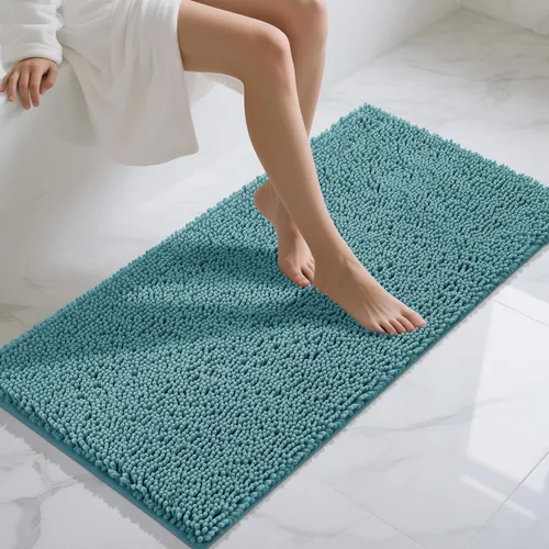 Vista 103 de Yimobra Tapetes de baño lavables, de chenilla súper suave y absorbente, para suelo y alfombra, de secado rápido, antideslizante, para bañera y Beige