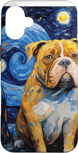 Vista 22 de Funda para iPhone 16 American Bully Starry Night para perro, mamá, perro, papá