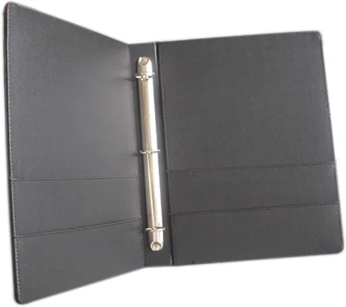 Vista 7 de KINGFOM Carpeta de piel sintética A4 para documentos con tarjetero (carpeta de 3 anillas, color negro)