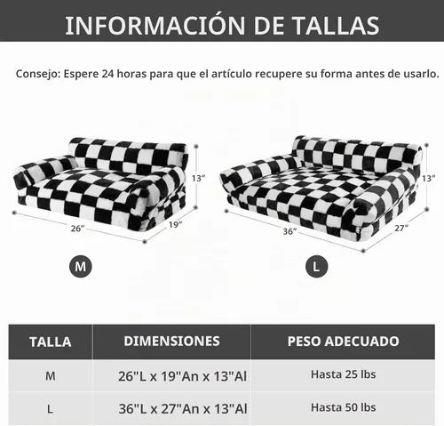 Vista 6 de BFPETHOME Sofá cama para gatos y perros, sofá para mascotas pequeñas, bonito sofá para gatos, cama para perros a cuadros con funda lavable