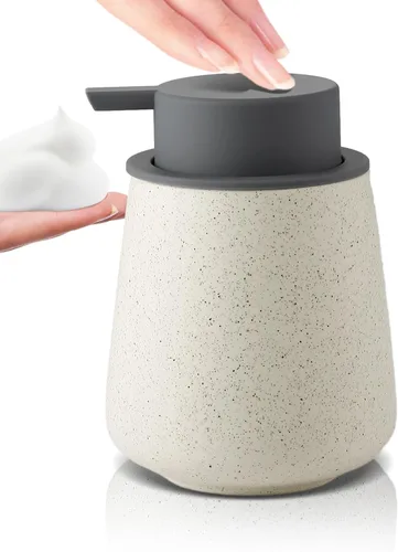 Vista 8 de Dispensador de jabón de manos de espuma, dispensador de bomba de mano de loción de baño de 12 onzas, dispensador de jabón espumoso de cerámica