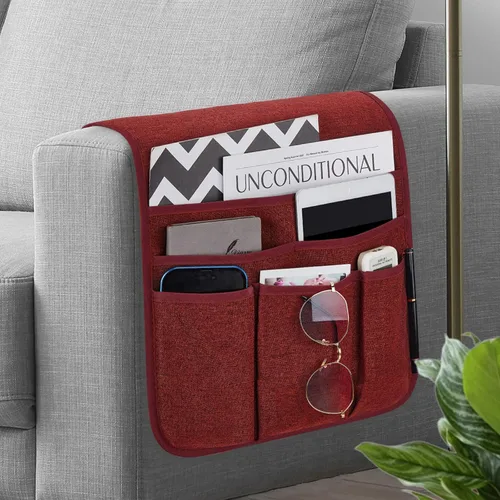 Vista 11 de Teniux - Organizador de apoyabrazos antideslizante con soporte para mando a distancia para sillón reclinable, con 5 bolsillos para revista, tableta
