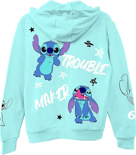 Vista 2 de Disney Sudadera con capucha Lilo and Stitch para mujer, diseño clásico de Lilo y Stitch Ohana, con estampado múltiple