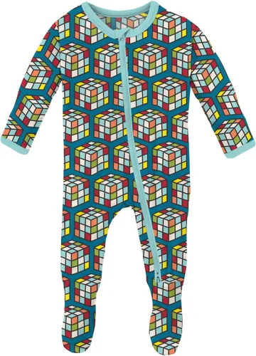 Vista 83 de KicKee Baby & Toddler - Pijama de viscosa ultrasuave de bambú con patas abatibles y puños