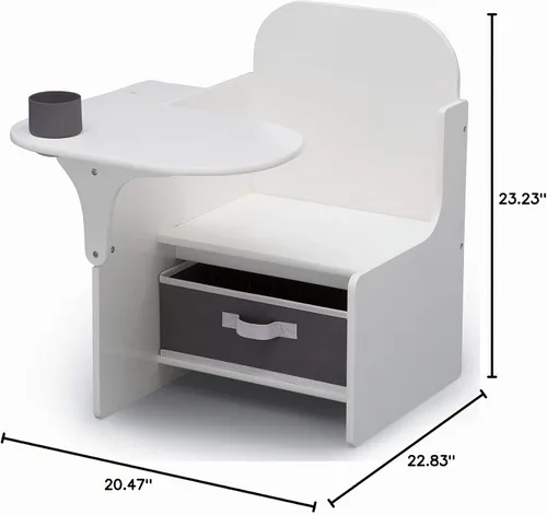 Vista 4 de Delta Children MySize - Escritorio con silla y compartimento de almacenamiento, color blanco bianca