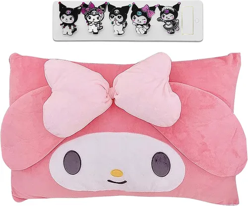 Vista 10 de Funda de almohada linda de dibujos animados de anime de doble cara de felpa para decoración de dormitorio de niña, funda de almohada de algodón