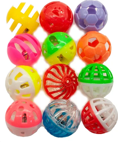 Vista 7 de Fashion's Talk Paquete de Valor de 12 Piezas Juguetes de Pelotas de Plástico para Gatos Pelotas de Celosía con Cascabel Sonajero Juguete de Gatito
