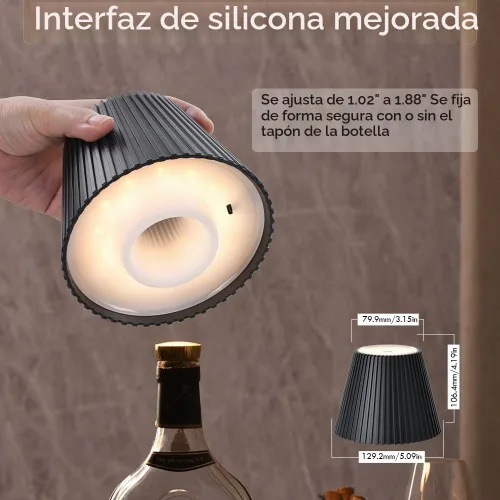 Vista 5 de WILIT Pantallas Inalámbricas para Luces de Botellas de Licor, Lámpara de Mesa Inalámbrica de 3 Niveles de Brillo, Decoración de Mesa para Sala