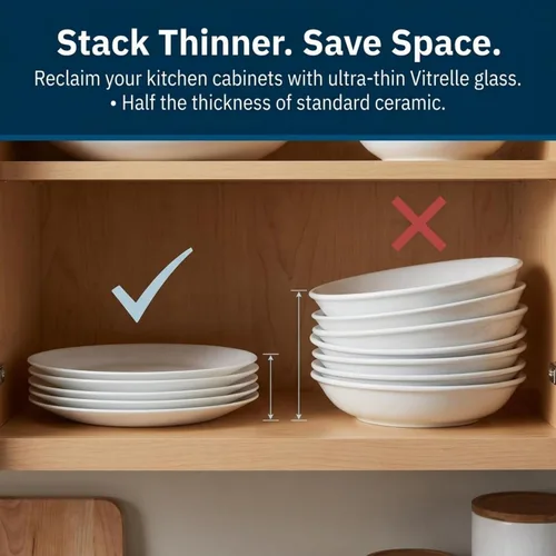 Vista 7 de Corelle Vitrelle - Juego de 6 platos para ensalada y aperitivos, vidrio de triple capa y resistente a las astillas, platos redondos ligeros de 6 3/4