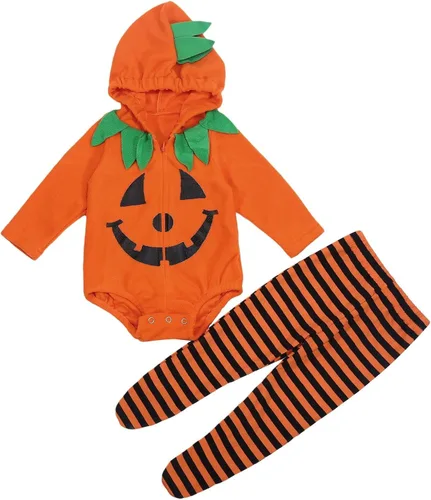 Vista 2 de Calabaza bebé unisex para niños pequeños y bebés, para Halloween Negro