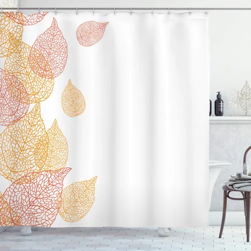 Vista 36 de Ambesonne Decor Collection, juego de cortina con ganchos para regadera Amarillo y marrón