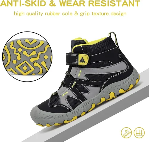 Vista 6 de Mishansha Botas de senderismo unisex para niños, antigolpes y antideslizantes, para uso al aire libre