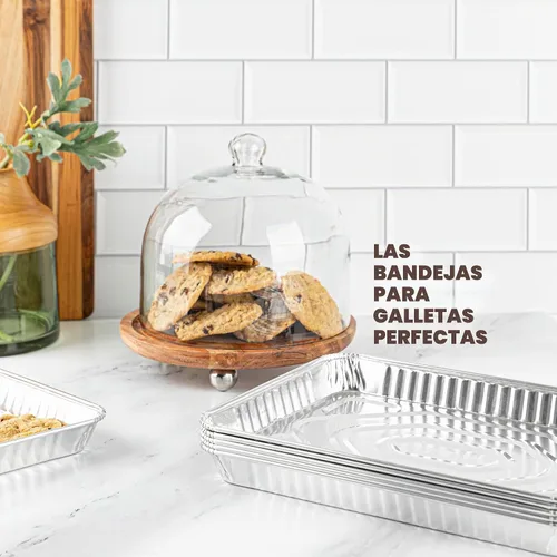 Vista 4 de PLASTICPRO Bandejas de Aluminio Paquete de 5 Bandejas Desechables para Galletas 9'' x 13'' Bandejas para Hornear de Calidad Premium Extra