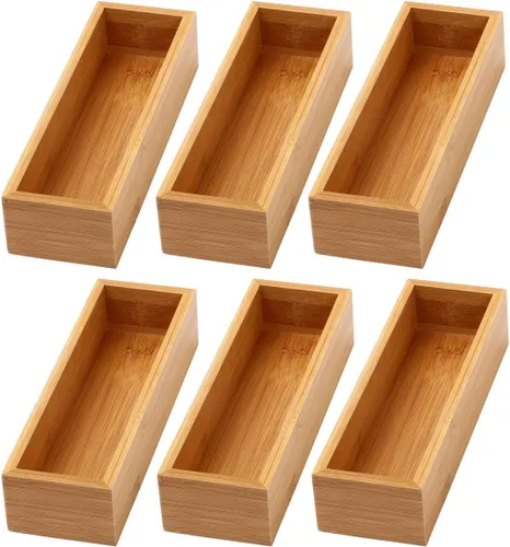 Vista 28 de YBM Home Caja de almacenamiento organizadora de cajones de cocina hecha de bambú, 3x3x2 pulgadas 320