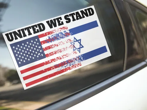Vista 3 de United We Stand USA - Adhesivo con la bandera de Israel con adhesivo de bandera de Israel, varios tamaños