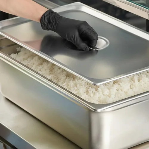 Vista 2 de Soro Essentials - Cubierta de acero inoxidable de tamaño completo para mesa de vapor sólido con asa. Se adapta a la mesa de vapor
