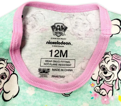 Vista 2 de Paw Patrol Skye, Marshall, Chase and Rubble - Conjunto de pijama con corazones en blanco y negro