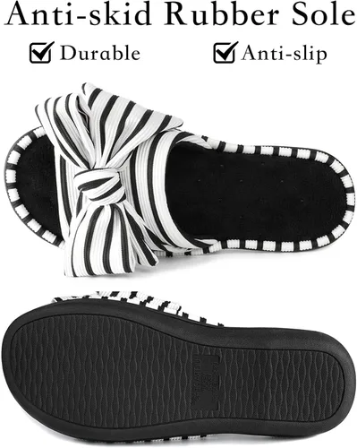 Vista 9 de ULTRAIDEAS - Pantuflas de espuma viscoelástica para mujer, con puntera abierta y correa ajustable, pantuflas de meter sin agujetas para mujer, forro