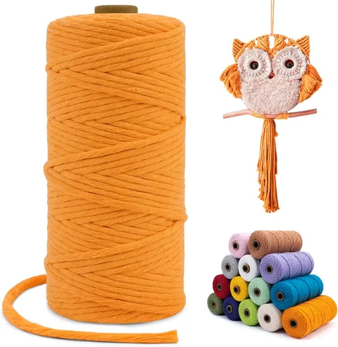 Vista 32 de Cuerda de macramé de una sola hebra de 0.197 in x 110 yardas, cuerda de macramé de algodón natural de 0.197 in, cuerda de algodón grueso para colgar