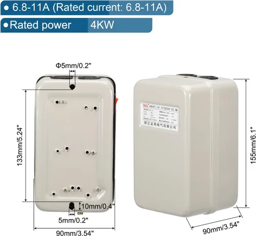 Vista 2 de MECCANIXITY Arrancador de motor eléctrico magnético, 380V 4KW 5HP, 3 fases Motor de interruptor magnético arrancador eléctrico para compresor de aire