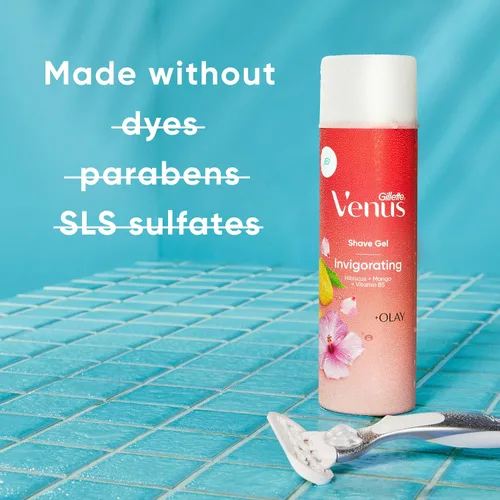 Vista 6 de Gillette Venus Gel de afeitado perfumado de mango e hibisco, crema de afeitar para mujer, 7 onzas, paquete de 6 (42 onzas en total)
