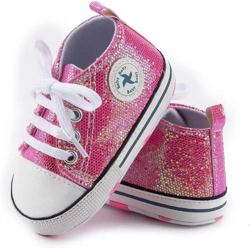 Vista 2 de Zapatos deportivos de lona de lona para bebés y niñas, suela antideslizante suave, suela antideslizante