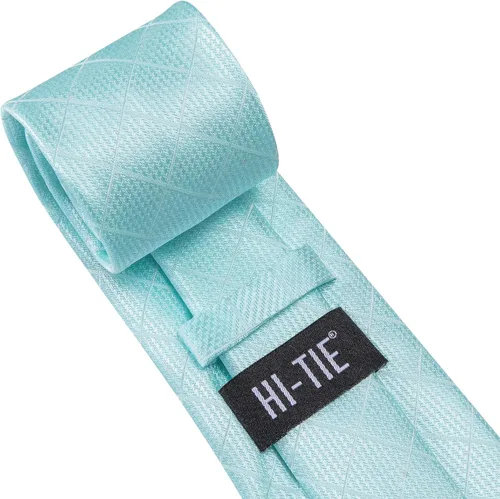 Vista 171 de Hi-Tie Corbatas de seda para hombre, diseño de cachemira a rayas, con bolsillo, gemelos cuadrados, conjunto formal de negocios