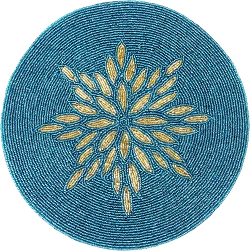Vista 33 de Manteles individuales de 13 pulgadas con cuentas redondas para mesa de comedor - Manteles decorativos con cuentas de vidrio y respaldo de algodón