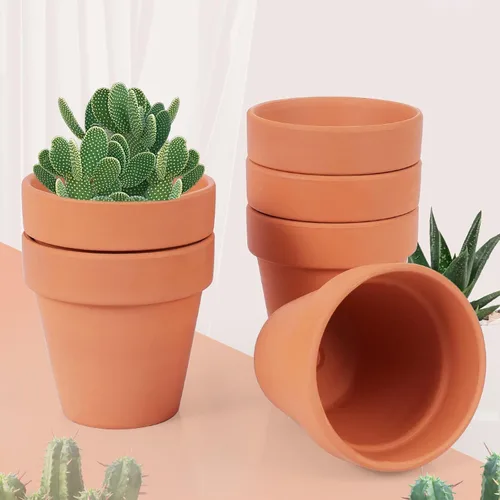 Vista 7 de Paquete de 26 macetas pequeñas de arcilla terracota de 3 pulgadas con orificio de drenaje, maceta de terracota para plantas de interior y exterior