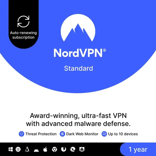 Vista 20 de NordVPN Plus, 10 Devices, 1-Year, VPN & Password Manager Software Bundle, Digital Code