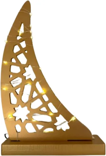 Vista 5 de Soporte de luz de estrella de luna de ramadán, luces nocturnas de bienvenida de Ramadán, decoración de árbol de media luna, decoración de mesa 2 pzas