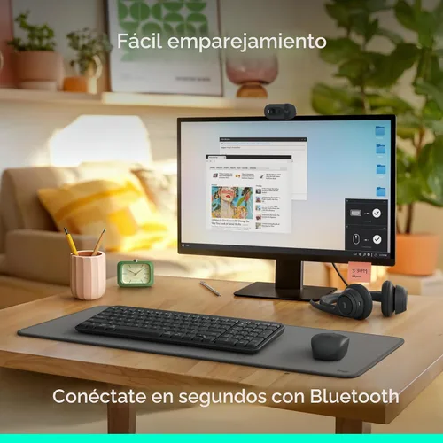 Vista 2 de Logitech Teclado Bluetooth K250 con teclado numérico, fácil conectividad, teclado inalámbrico compacto fabricado con plástico reciclado, resistente