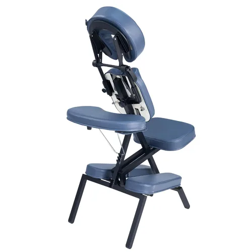 Vista 4 de Master Massage - Silla de masaje portátil profesional ligera plegable de aluminio ajustable con funda de transporte con ruedas, aluminio, azul