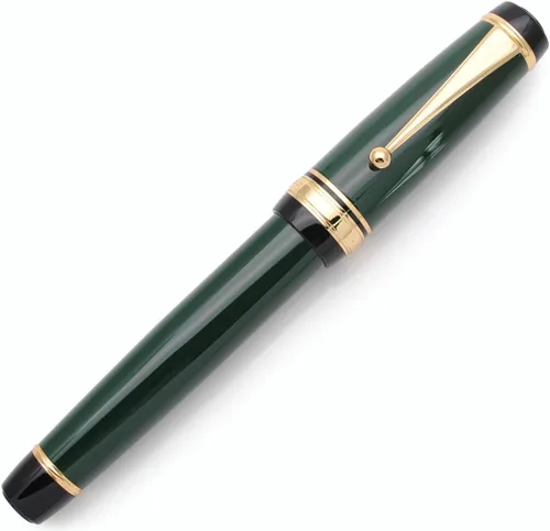 Vista 15 de Pluma estilográfica grande de metal, plumilla mediana de 0,7 mm, incluye convertidor de tinta y 5 cartuchos, acabado brillante pintado al piano Negro