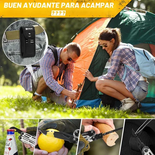 Vista 6 de BIBURY Alicates multiherramienta Pro BI2045, alicates multiherramienta de acero inoxidable 31 en 1 con cortadores de alambre reemplazables y sierra