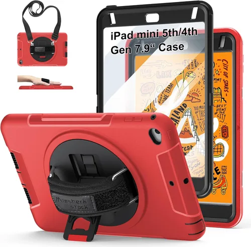 Vista 10 de Funda para iPad mini 5/4 de 7.9 pulgadas: Funda de TPU para iPad mini 5ª/4ª generación 7.9 pulgadas 2019/2015 con protector de pantalla, soporte