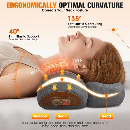 Vista 9 de Almohada masajeadora de cuello inalámbrica 3 en 1 con calor, masajeador