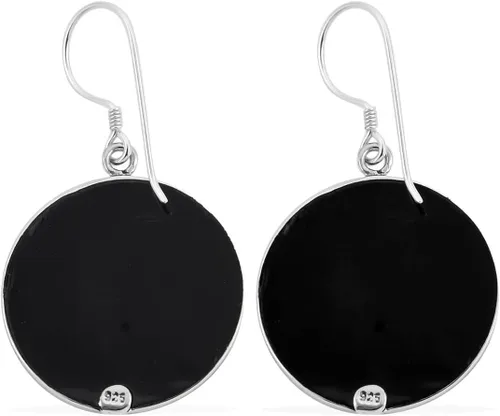 Vista 4 de Shop LC - Aretes colgantes con concha de abulón azul para mujer, plata esterlina 925