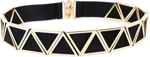 Vista 2 de Cinturón elástico ancho para mujer de metal triángulo para vestidos de señoras cinturones elásticos con hebilla de enclavamiento