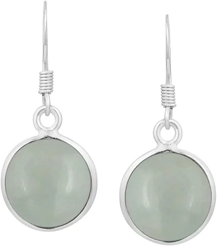 Vista 7 de Natural Gemstone Round Shape Silver Plated Dangle Earrings for Women Amatista