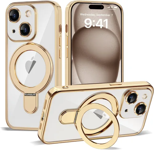 Vista 88 de Funda compatible con iPhone 12 con soporte de anillo magnético invisible [compatible con Mag-Safe] [Protector completo de lente de cámara] Funda