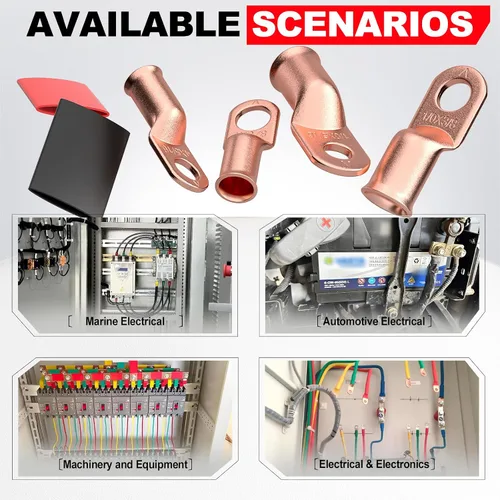 Vista 7 de 1/0 AWG/Gauge - Terminal de anillo de alambre de conector de cobre de 3/8