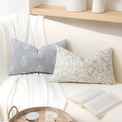 Vista 11 de SageSelvas Fundas de almohada decorativas florales de 18 x 18 pulgadas, juego de 2, fundas de almohada de estilo rústico costero azul para sofá