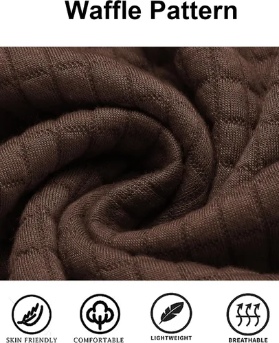 Vista 6 de COOFANDY - Sudadera con capucha para hombre, casual, de manga larga, con cordón ajustable y punto gofre