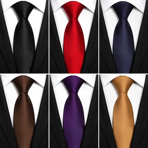Vista 15 de WeiShang Lote de 6 corbatas clásicas de seda para hombre, corbatas tejidas jacquard Style 29