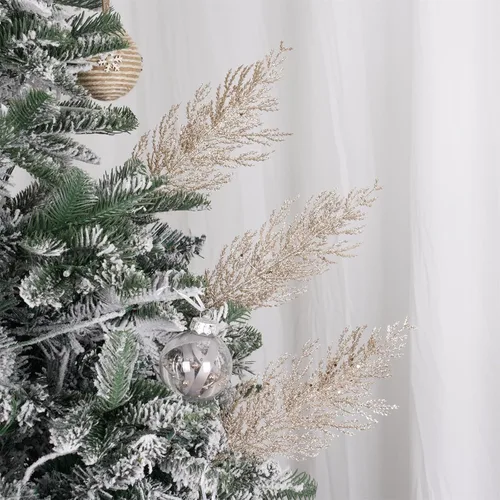 Vista 3 de Tallos de bayas con purpurina navideña, 24 piezas de púas artificiales para rellenos de adornos de árbol de Navidad, coronas de Navidad Dorado